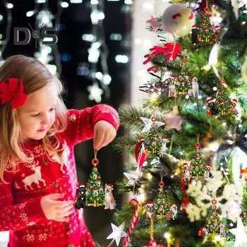 Рождественская подвеска в виде собаки, 2D, плоская акриловая подвесная шапка Санты, собака, кошка, рождественская елка, подвесное украшение для автомобиля, подарок для любителей домашних животных C