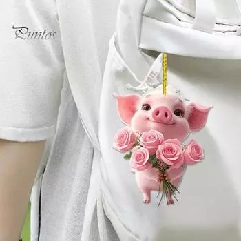 Рождественская подвеска в виде свиньи, милая качающаяся свинья, подвеска в виде зеркала заднего вида, акриловое украшение для салона автомобиля, забавные подвески в виде свиньи, аксессуары, подарок для мужчин A