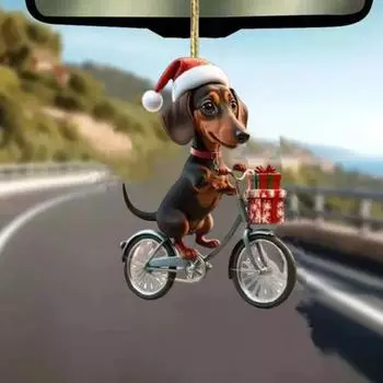 Рождественская подвеска в виде таксы, акриловое украшение для елки в виде собаки, милый байкерский дизайн в виде таксы, праздничные украшения для дома, подарок для любителей собак