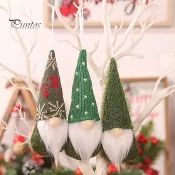 Рождественская подвесная кукла-гном, милая вязаная шапка ручной работы, полная борода, безликий гном, украшение, рождественская елка, кулон, украшение, товары для вечеринок, подарок серый