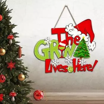 Рождественская подвесная табличка деревянная сезонная дверная настенная табличка шапка Санты зеленый эльф праздничный декоративный знак для оконных деревьев