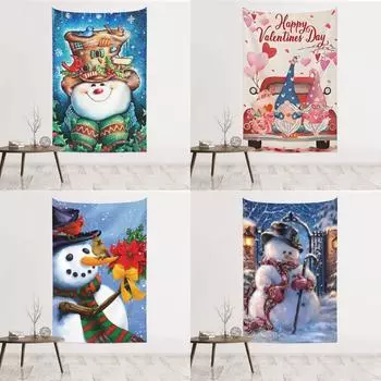 Рождественская подвесная ткань Amazon, гобелен на Хэллоуин, снеговик, день рождения, гном, настенная ткань, подвесная ткань 100x75cm
