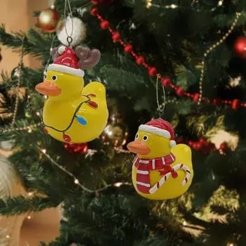 Рождественская подвесная утка, украшение для дома и улицы, рождественская елка, шарф из рогов лося, желтая утка, украшение из смолы, кулон, праздничный подарок A