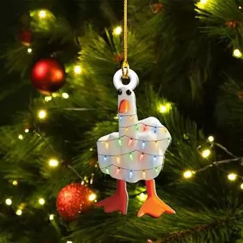 Рождественская подвесная уточка, акриловое украшение в виде утки на средний палец, украшение для зеркала заднего вида автомобиля, елочное украшение, подарок для семьи и друзей Duck