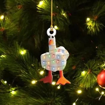 Рождественская подвесная уточка, акриловое украшение в виде утки на средний палец, украшение для зеркала заднего вида автомобиля, елочное украшение, подарок для семьи и друзей Duck