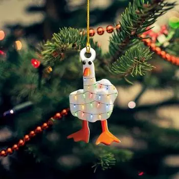 Рождественская подвесная уточка, украшение из акрила, подвеска в виде утки на среднем пальце, вид сзади автомобиля