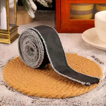 Рождественская полиэстеровая лента для гирлянды Материал для самостоятельной окантовки лентой подарочной упаковки Лента для украшения бантом One Size чёрный