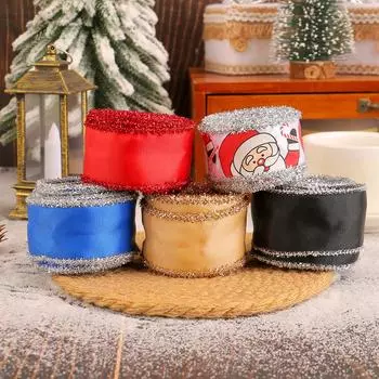 Рождественская полиэстеровая лента для гирлянды Материал для самостоятельной окантовки лентой подарочной упаковки Лента для украшения бантом One Size чёрный