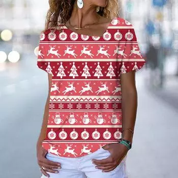 Рождественская полосатая футболка для женщин, модные футболки с v-образным вырезом и короткими рукавами, летняя повседневная уличная одежда, праздничная сексуальная женская одежда 3XL