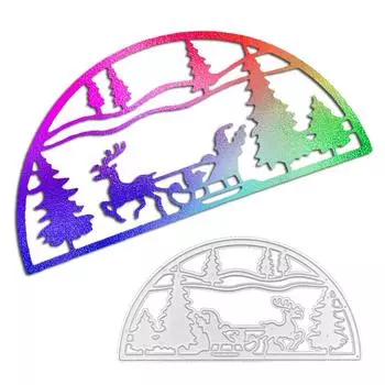 Рождественская полукруглая рамка с изображением оленя, стильный дизайн, металлические штампы, сделай сам, скрапбукинг, тиснение, трафарет, бумага, шаблон для альбома серебряный