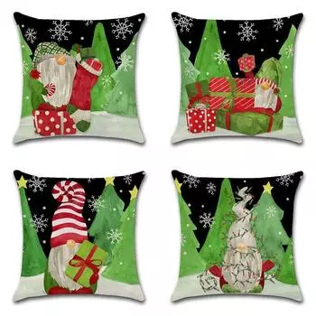 Рождественская популярная трансграничная наволочка-сюрприз, зеленый мультяшный анимационный подарок Санта-Клауса 40x40cm