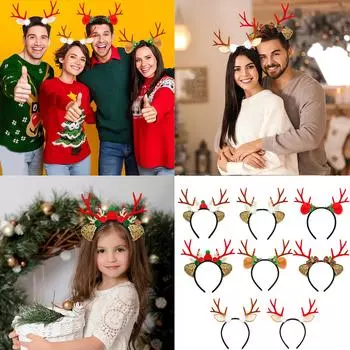 Рождественская повязка на голову из рогов оленя Уникальная белая повязка на голову из рогов оленя для рождественского маскарада и праздников D