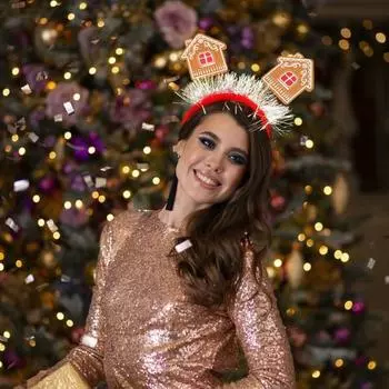 Рождественская повязка на голову олень снеговик рождественский домик головной убор для женщин мужчин детей пластик A