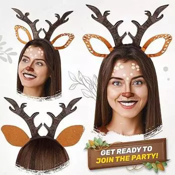 Рождественская повязка на голову, повязка на голову из рогов оленя для женщин, праздничные аксессуары для волос, плюшевый олененок, уши, рождественский костюм, аксессуар, подарок F