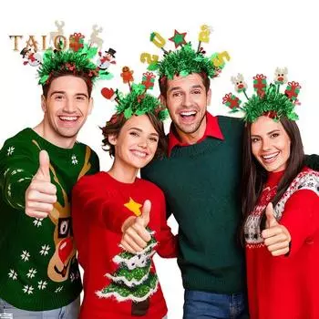 Рождественская повязка на голову, праздничный макияж, обруч для волос, мультяшные снеговики, олени, шапки Санты, повязка на голову для фотографии, аксессуары для рождественской вечеринки H