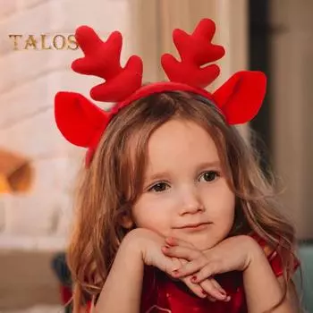 Рождественская повязка на голову с декором в виде рогов оленя, праздничный головной убор с дизайном оленя, женские эластичные удобные рождественские аксессуары для волос H