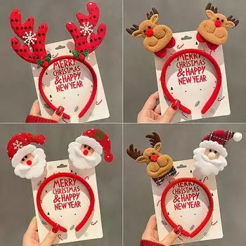 Рождественская повязка на голову с изображением Санта-Клауса, снеговика, лося, резинки для волос, подарки, с Новым годом, веселого Рождества, головные уборы A2