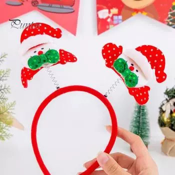 Рождественская повязка на голову с рогом оленя, повязка на голову в виде звезды Санта-дерева, праздничный обруч для волос, аксессуар для косплея для женщин и детей B
