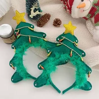 Рождественская повязка на голову Симпатичная рождественская елка Обруч для волос Костюм Потрясающий декоративный рождественский елочный оголовье