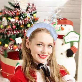 Рождественская повязка на голову со снежинкой, праздничный обруч для волос для женщин, девочек и мальчиков, украшение для рождественской вечеринки белый