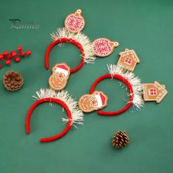 Рождественская повязка на голову в виде оленя, снеговика, рождественского домика, головной убор для женщин, мужчин, детей, пластиковый праздничный аксессуар для волос для рождественских вечеринок, сувениры A