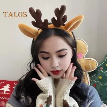 Рождественская повязка на голову в виде рогов оленя, эластичная, противоскользящая, плюшевая, подходит для всех возрастов, рождественские аксессуары для волос, праздничный костюм для вечеринки, праздничный костюм на Хэллоуин красный