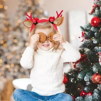 Рождественская повязка на голову в виде рогов оленя, гриб, блестки, листья, декор, противоскользящая, подходит для всех возрастов, рождественские аксессуары для волос, праздничные украшения для вечеринок, костюм