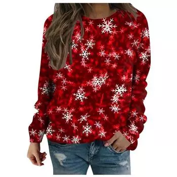 Рождественская повседневная женская толстовка с капюшоном с 3D-принтом и длинными рукавами, свободная женская модная толстовка на весну и осень S