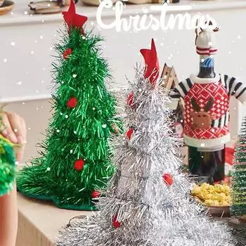 Рождественская поза Зеленая шапка Санты Луковая проволочная шапка Причудливая рождественская елка Креатив