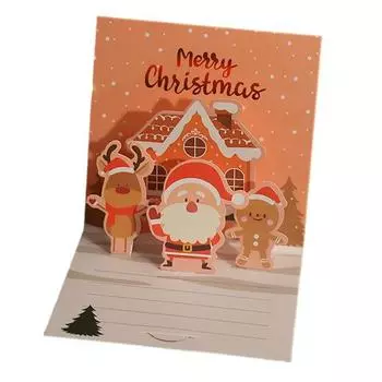 Рождественская поздравительная открытка 3D Pop Up Праздничная поздравительная открытка Рождественская поздравительная открытка с оленями и Сантой с конвертом Подарок на Новый год для семьи и друзей