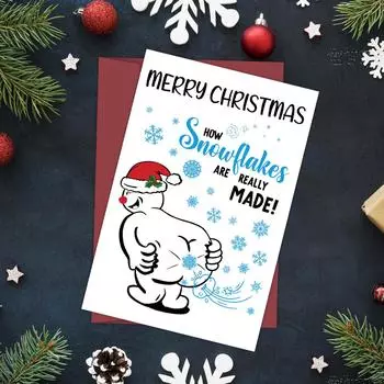 Рождественская поздравительная открытка с конвертом Забавная пародия Веселый снеговик Текстовая открытка Праздничная поздравительная открытка One Size