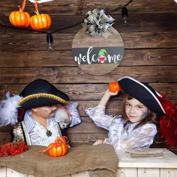 Рождественская приветственная табличка для входной двери в деревенском фермерском стиле, деревянная вешалка для венков с мини-гномом для украшения двери дома B