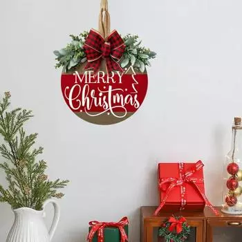 Рождественская приветственная табличка на дверь, праздничная вешалка для входной двери, украшение на венок, веселый рождественский деревянный знак, декор для домашней вечеринки 30*30cm