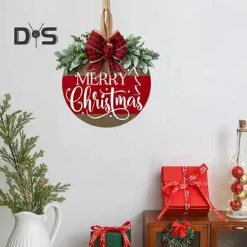 Рождественская приветственная табличка на дверь, праздничная вешалка для входной двери, украшение на венок, веселый рождественский деревянный знак, декор для домашней вечеринки 30*30cm