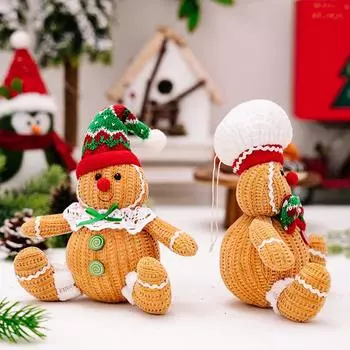 Рождественская пряничная кукла, сидящая кукла, мультяшный поварской колпак, кулон в виде человека-печенья, рождественский декор для дома, рождественские украшения A