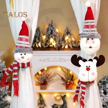 Рождественская пряжка для штор Санта-Клаус, снеговик, олень, держатель для штор в виде мультяшной куклы, держатель для подхвата штор для украшения окон дома в праздники Santa Claus