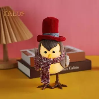 Рождественская птичка ночник ручной работы плюшевая птица настольное украшение светящаяся праздничная кукла птица для домашнего декора подарок на новоселье A