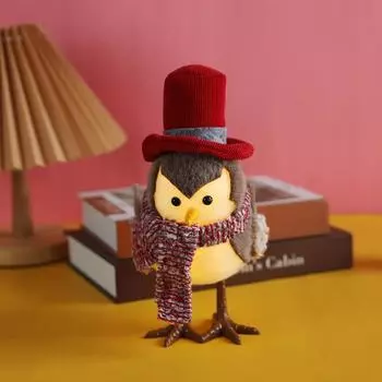 Рождественская птичка Ночной светильник ручной работы Плюшевая птица Настольное украшение Светящаяся праздничная птица