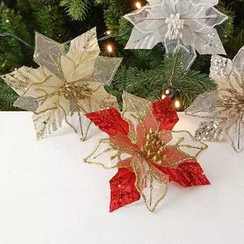 Рождественская пуансеттия Рождественская Цветочная Ткань+Пластик шампанского