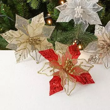 Рождественская пуансеттия Рождественский цветок Диаметр цветка 18см шампанского