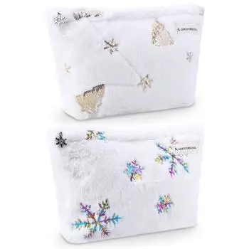 Рождественская пушистая косметичка для хранения, большая вместительная косметичка-органайзер, косметичка на молнии, дорожная косметичка для женщин и девочек Tree