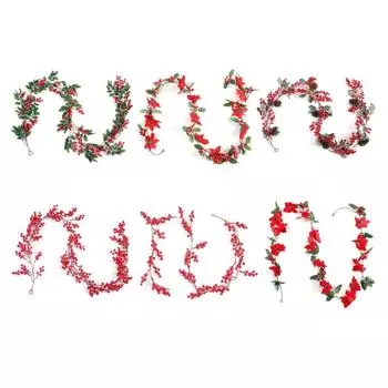 Рождественская ягодная лоза, гирлянда, искусственные фрукты, зеленое растение, лоза с красной ягодой, подвесная настенная дверь, домашний декор на Хэллоуин