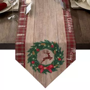 Рождественская решетка под дерево Лось Рождественский венок скатерть настольная дорожка украшения для дома годовые украшения 150x33cm