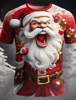 Рождественская рубашка Санта-Клауса с 3D-принтом, горячая рождественская вечеринка с коротким рукавом, мужские топы, повседневная модная мужская одежда с принтом Rave S