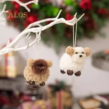 Рождественская ручная работа крючком кулон в виде щенка плюшевая игрушка кукла собака милая рождественская елка подвесные украшения для сумки автомобиля домашний декор A
