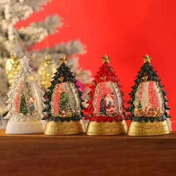 Рождественская сцена Рождества, елка-шар с кружащейся водой, сверкающими огнями, елка-снеговик Санта-Клауса E