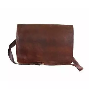 Рождественская сделка Сумка из козьей кожи Винтажная сумка-мессенджер для ноутбука Портфель-портфель 10 x 13 x 4 коричневый
