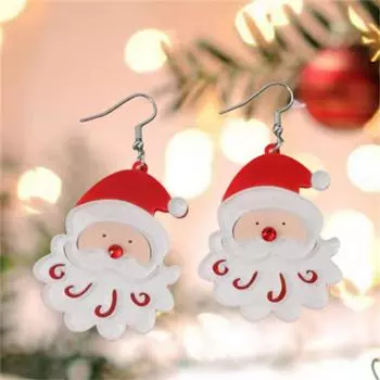 Рождественская серия 2023 года, милые и свежие носки Санта-Клауса, серьги-снеговики из акрила, женские украшения