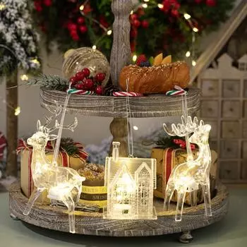 Рождественская серия Акриловые Подвески с подсветкой в виде трех домов Олень Изысканные Подвески One Size