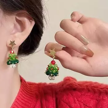 Рождественская серия ~ Атмосферные серьги в виде рождественской елки 2023 Новые популярные серьги-звезды премиум-класса Серьги Серьги Серьги